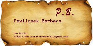 Pavlicsek Barbara névjegykártya